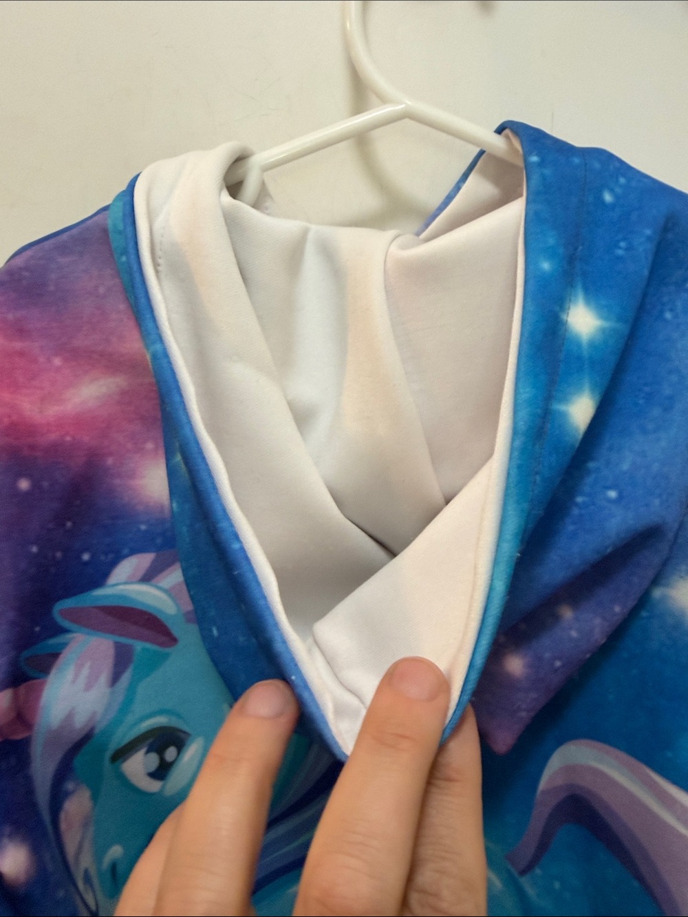 Girls' Blue Unicorn Galaxy Hoodie - Size 130 Ages 4-7 - Picture 6 of 8